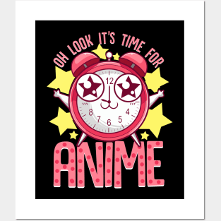 Oh Look It's Time For Anime Funny Kawaii Clock Posters and Art